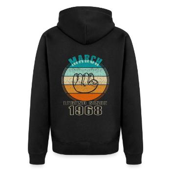 Faultier März 1968 schöne Geschenkidee - Unisex Premium Bio Zip Hoodie - Schwarz - Hinten - Nico (187cm)