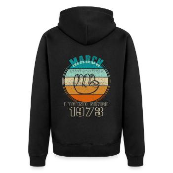 Sloth März 1973 Jahrgang Vintage Retro Geburtstag - Unisex Premium Bio Zip Hoodie - Schwarz - Hinten - Nico (187cm)