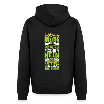 Müde und schmutzig - zwei Kinder - Unisex Premium Bio Zip Hoodie - Schwarz - Hinten - Nico (187cm)