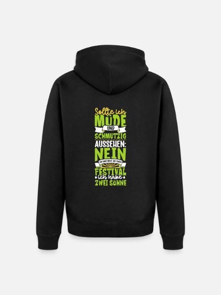 Müde und schmutzig - zwei Söhne - Unisex Premium Bio Zip Hoodie - Schwarz