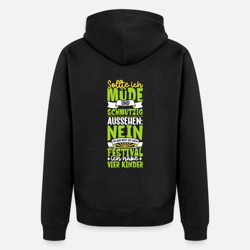 Müde und schmutzig - vier Kinder - Unisex Premium Bio Zip Hoodie - Schwarz