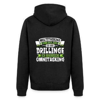Multitasking kann jeder - Vater von Drillingen - Unisex Premium Bio Zip Hoodie - Schwarz - Hinten - Nico (187cm)