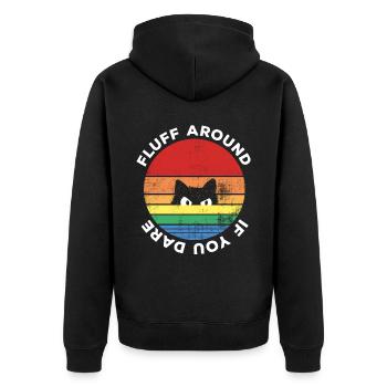 Fluff Around Si vous osez Sarcastic Cat Retro - Veste à capuche bio Premium Unisexe - noir - Dos - Nico (187cm)