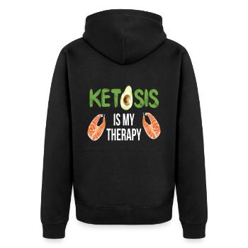 Ketosis Is My Therapy Gesundes Essen - Unisex Premium Bio Zip Hoodie - Schwarz - Hinten - Nico (187cm)
