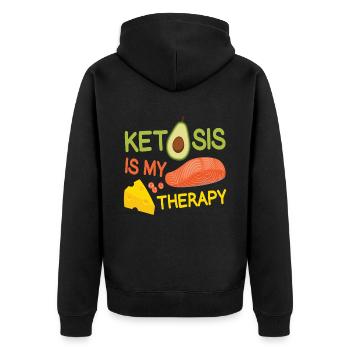 Ketosis Is My Therapy Gesundes Essen - Unisex Premium Bio Zip Hoodie - Schwarz - Hinten - Nico (187cm)