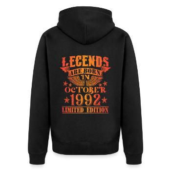 Birthday October 1992 Limited Edition Vintage - Unisex Premium Organic Zip Hoodie - black - Back - Nico (187cm)