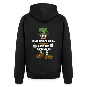 The Camping Leprechaun St Patrick's Day - Unisex Premium Organic Zip Hoodie - black - Back - Nico (187cm)