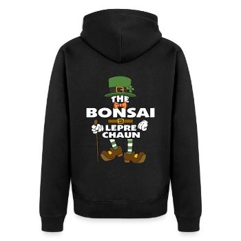 The Bonsai Leprechaun St Patrick's Day - Unisex Premium Organic Zip Hoodie - black - Back - Nico (187cm)