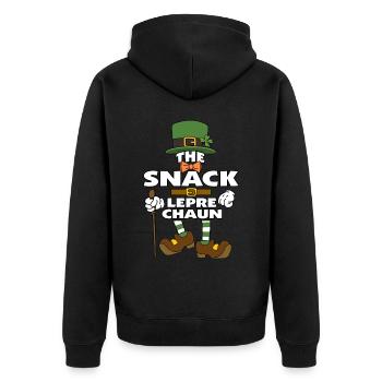 The Snack Leprechaun St Patrick's Day - Unisex Premium Organic Zip Hoodie - black - Back - Nico (187cm)
