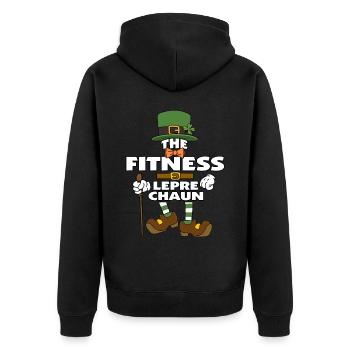 The Fitness Leprechaun St Patrick's Day - Unisex Premium Organic Zip Hoodie - black - Back - Nico (187cm)