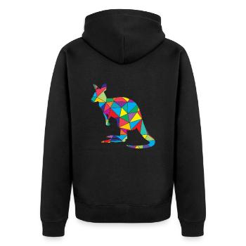 Low Poly Kangaroo Geometry Kangaroo - Unisex Premium Organic Zip Hoodie - black - Back - Nico (187cm)