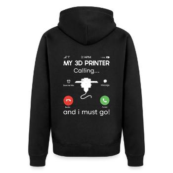 3D-Drucker-Liebhaber, Der Filament Nerdy Druckt - Unisex Premium Bio Zip Hoodie - Schwarz - Hinten - Nico (187cm)