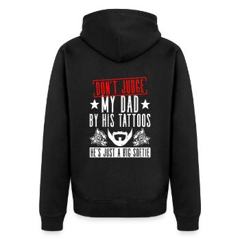 Beurteile meinen Vater nicht nach seinen Tattoos, - Unisex Premium Bio Zip Hoodie - Schwarz - Hinten - Nico (187cm)