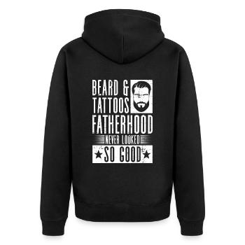 Barbe & tatouages, la paternité n’a jamais été aussi belle - Veste à capuche bio Premium Unisexe - noir - Dos - Nico (187cm)