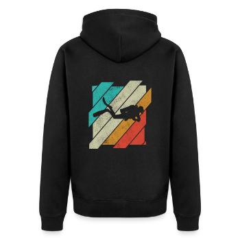 Scuba Tauchen - Retro Flaschen Taucher - Unisex Premium Bio Zip Hoodie - Schwarz - Hinten - Nico (187cm)