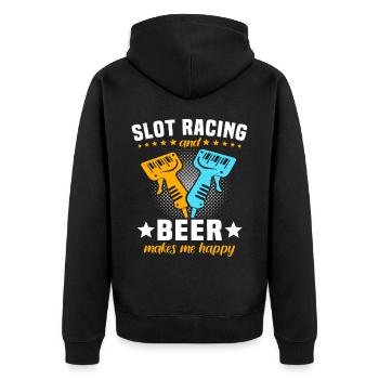 Slot Car Racing Slot Race - Unisex Premium Bio Zip Hoodie - Schwarz - Hinten - Nico (187cm)