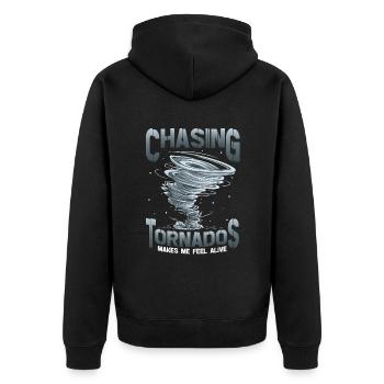 The hunt for tornadoes makes me feel alive - Unisex Premium Organic Zip Hoodie - black - Back - Nico (187cm)