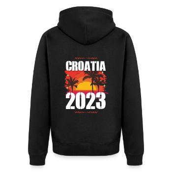 Croatia 2023 - Unisex Premium Organic Zip Hoodie - black - Back - Nico (187cm)