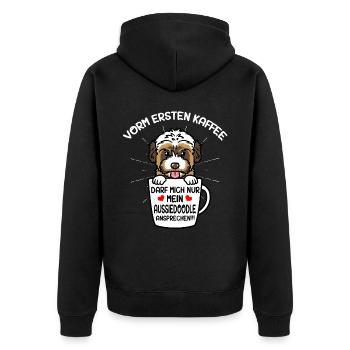 Café et chien Aussiedoodle - Veste à capuche bio Premium Unisexe - noir - Dos - Nico (187cm)