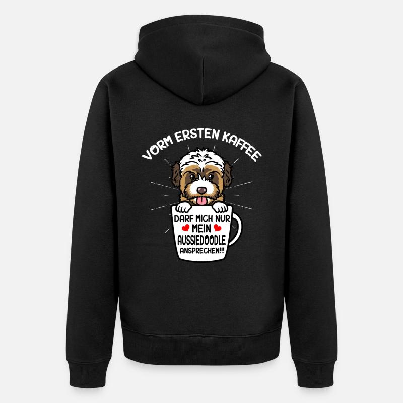 Café et chien Aussiedoodle - Veste à capuche bio Premium Unisexe - noir