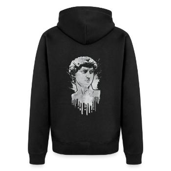 Finnish Goth Aesthetic Gothic David Statue Drip - Unisex Premium Bio Zip Hoodie - Schwarz - Hinten - Nico (187cm)
