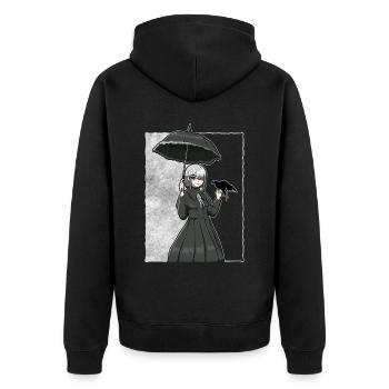 Finnish Goth Aesthetic Gothic Anime Girl Goth - Unisex Premium Bio Zip Hoodie - Schwarz - Hinten - Nico (187cm)