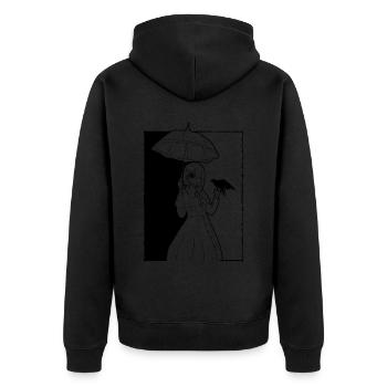 Finnish Goth Aesthetic Gothic Anime Girl Goth - Unisex Premium Bio Zip Hoodie - Schwarz - Hinten - Nico (187cm)