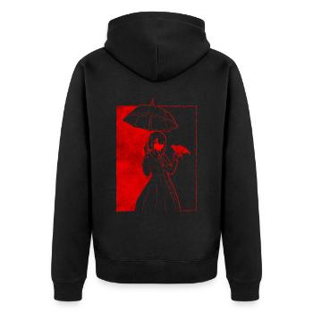 Finnish Goth Aesthetic Gothic Anime Girl Goth - Unisex Premium Bio Zip Hoodie - Schwarz - Hinten - Nico (187cm)