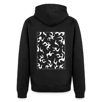 Finnish Goth Aesthetic Gothic Flames Fire Goth - Unisex Premium Bio Zip Hoodie - Schwarz - Hinten - Nico (187cm)