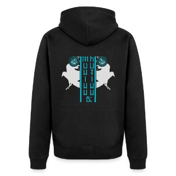 Vegvisir Raben Valhalla Wikinger - Unisex Premium Bio Zip Hoodie - Schwarz - Hinten - Nico (187cm)