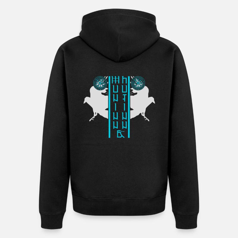 Vegvisir Raben Valhalla Wikinger - Unisex Premium Bio Zip Hoodie - Schwarz