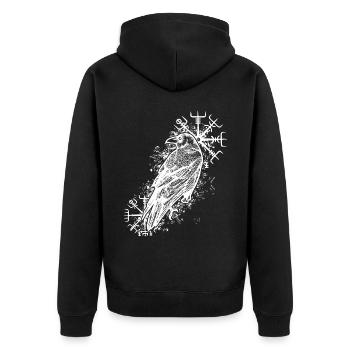 Raben Valhalla Wikinger Vegvisir - Unisex Premium Bio Zip Hoodie - Schwarz - Hinten - Nico (187cm)