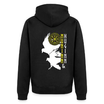 Raven Vegvisir Viking Ravens - Unisex Premium Organic Zip Hoodie - black - Back - Nico (187cm)