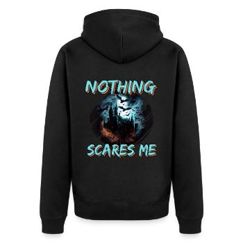Nichts macht mir Angst für Grusel Fans - Unisex Premium Bio Zip Hoodie - Schwarz - Hinten - Nico (187cm)
