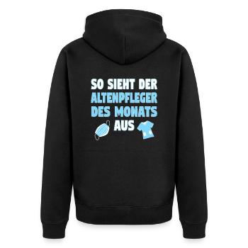 Altenpfleger Altenpflege Pfleger Vater Pflege - Unisex Premium Bio Zip Hoodie - Schwarz - Hinten - Nico (187cm)