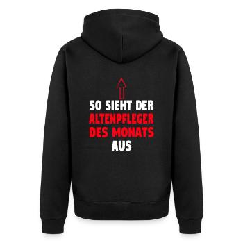 Altenpfleger Altenpflege Pfleger Vater Pflege - Unisex Premium Bio Zip Hoodie - Schwarz - Hinten - Nico (187cm)