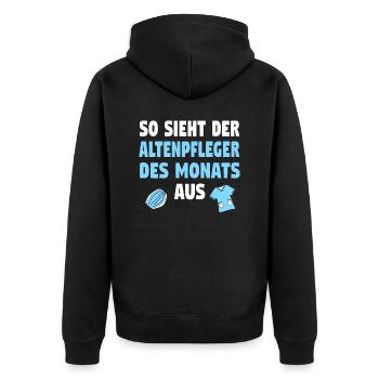 Altenpflege Pfleger Altenpfleger Vater Pflege - Unisex Premium Bio Zip Hoodie - Schwarz - Hinten - Nico (187cm)