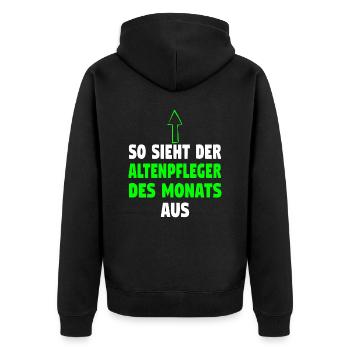 Altenpfleger Altenpflege Pfleger Vater Pflege - Unisex Premium Bio Zip Hoodie - Schwarz - Hinten - Nico (187cm)