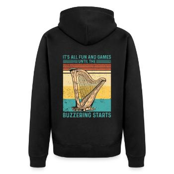 Harpist Harpist Retro - Unisex Premium Organic Zip Hoodie - black - Back - Nico (187cm)