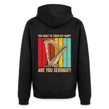 Harfenspieler Harfenist Retro - Unisex Premium Bio Zip Hoodie - Schwarz - Hinten - Nico (187cm)