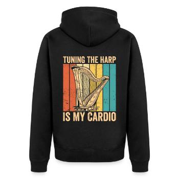 Harfenspieler Harfenist Retro - Unisex Premium Bio Zip Hoodie - Schwarz - Hinten - Nico (187cm)