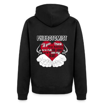 Phlebotomist Phlebotomist Full Heart - Unisex Premium Organic Zip Hoodie - black - Back - Nico (187cm)