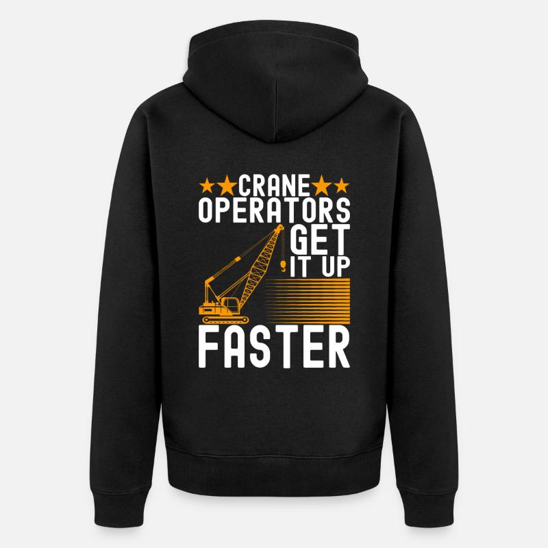 Kranführer Kranfahrer - Unisex Premium Bio Zip Hoodie - Schwarz