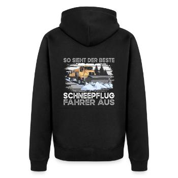 Bester Schneepflug Fahrer - Unisex Premium Bio Zip Hoodie - Schwarz - Hinten - Nico (187cm)