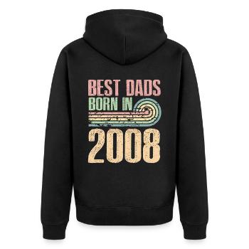 The best fathers were born in 2008, 15 years old, - Unisex Premium Organic Zip Hoodie - black - Back - Nico (187cm)