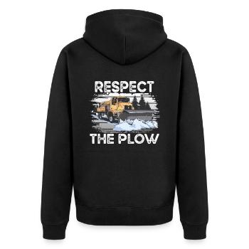 Respect The Plow - Unisex Premium Bio Zip Hoodie - Schwarz - Hinten - Nico (187cm)