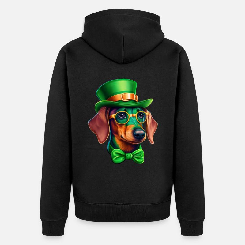 Saint-Patrick teckel Viennois Trèfle - Veste à capuche bio Premium Unisexe - noir