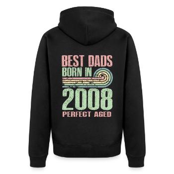 The best fathers were born in 2008, 15 years old, - Unisex Premium Organic Zip Hoodie - black - Back - Nico (187cm)