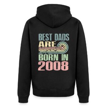 The best fathers were born in 2008, 15 years old, - Unisex Premium Organic Zip Hoodie - black - Back - Nico (187cm)