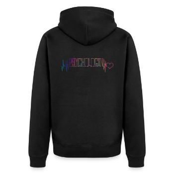 Psychologin Herzschlag Schulpsychologin - Unisex Premium Bio Zip Hoodie - Schwarz - Hinten - Nico (187cm)